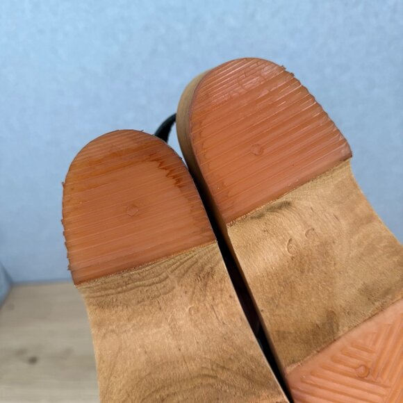 MIA Sofia Leather Wooden Block Heel Clog Shoe Size EU 39/US 8.5-9 Black Swedish - Picture 10 of 14